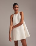 [ASOS DESIGN] ASOS DESIGN structured satin mini shift dress in ivory-White 14 IVORY