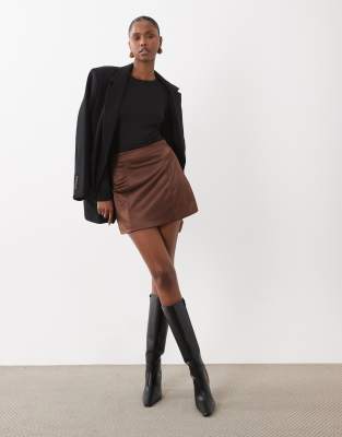 Asos Design Structured Satin Mini Skirt In Black