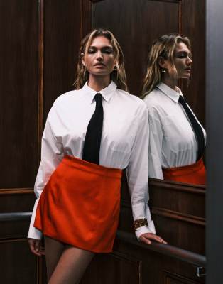 Asos Design Structured Satin Mini Skirt In Red