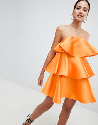 orange ruffle dress