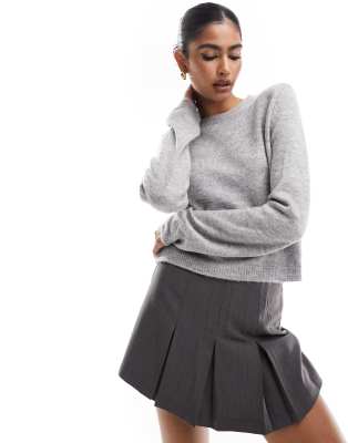 Asos Design Structured Shoulder Jumper With Shoulder Pads In Grey