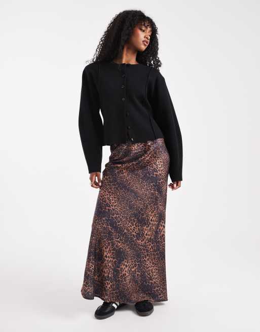 ASOS DESIGN structured compact knit waisted crew neck cardigan in black