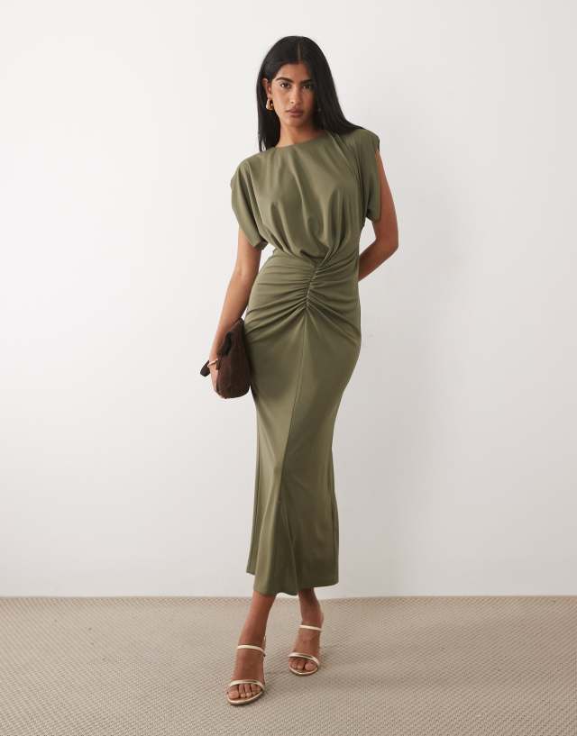 white cross neck halter dress Strap Satin Padded Maxi women owned main image 1