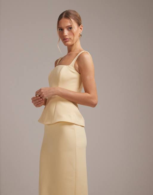 ASOS DESIGN structured square neck bridesmaids dress in lemon, 6 of 6