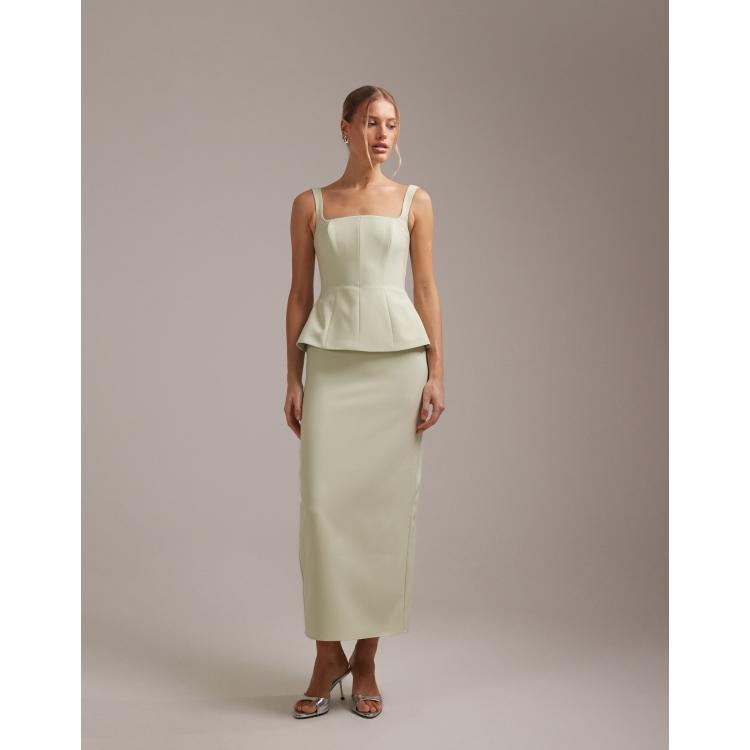 ASOS DESIGN structured square neck bridesmaids dress in sage green | ASOS