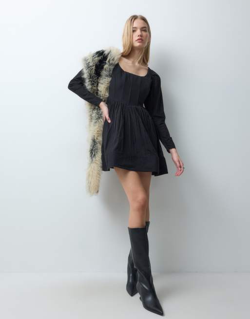 ASOS DESIGN structured square neck corset mini dress in black, 2 of 5