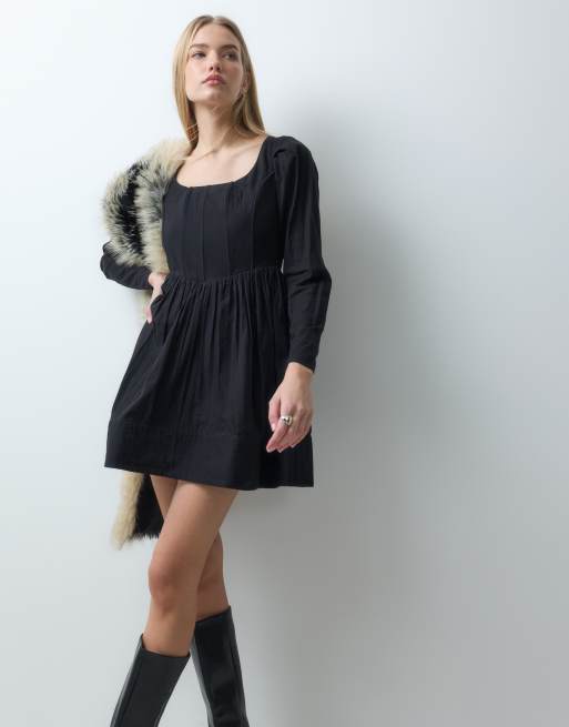 ASOS DESIGN structured square neck corset mini dress in black, 3 of 5