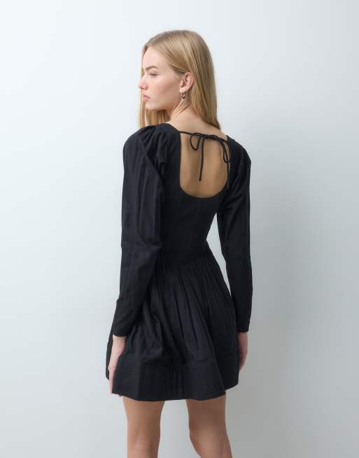 ASOS DESIGN structured square neck corset mini dress in black, 5 of 5