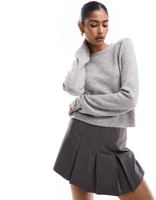 ASOS DESIGN structured sweater with shoulder pads in gray