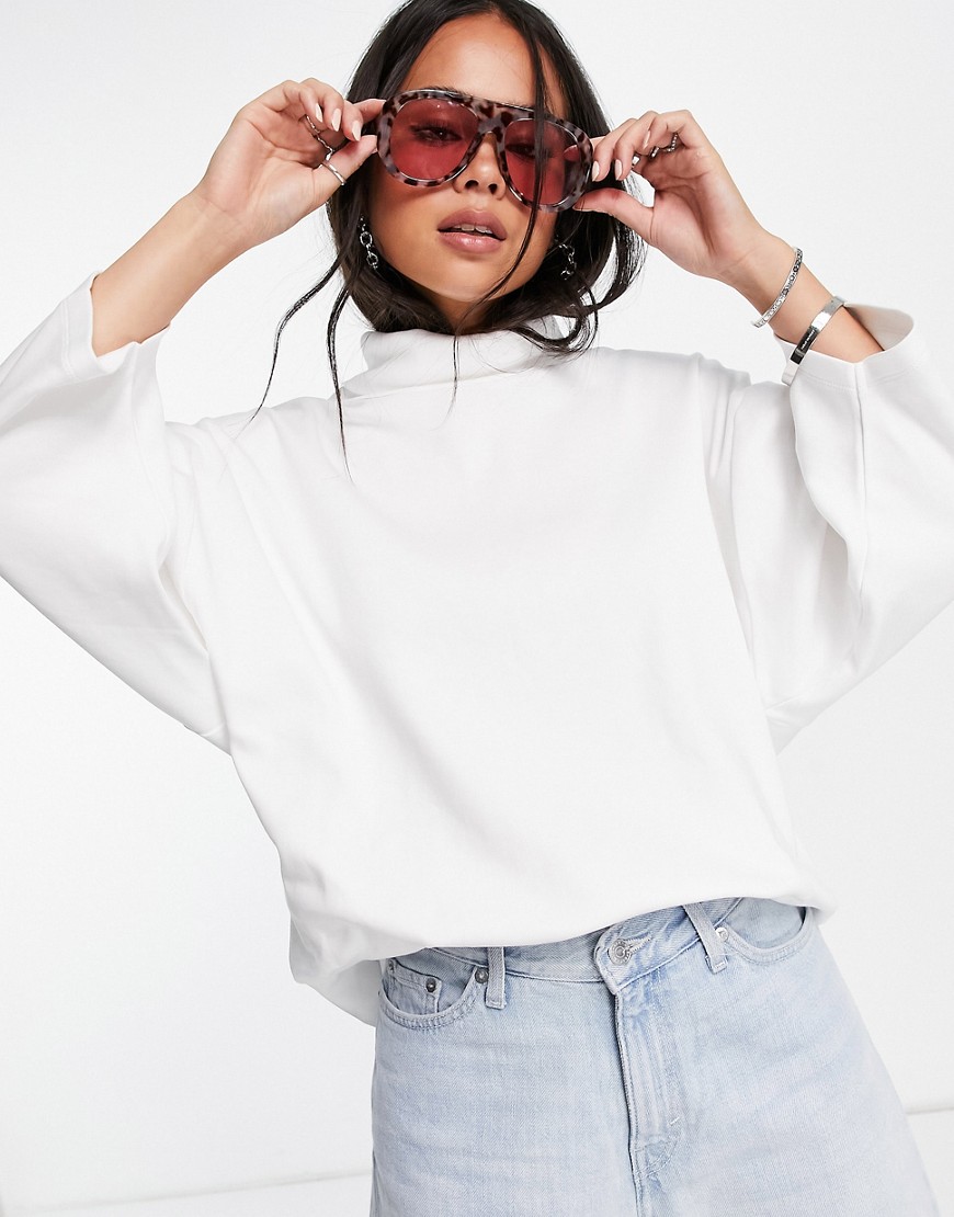 ASOS DESIGN structured top with long sleeves in white
