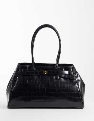 Asos Design Structured Tote Bag In Black