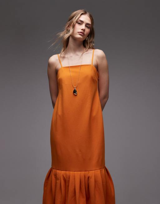strapless open back dress Burnt Orange Mermaid Spaghetti Straps Long Evening Prom Dresses, MR910 –  MarryLover main image 0