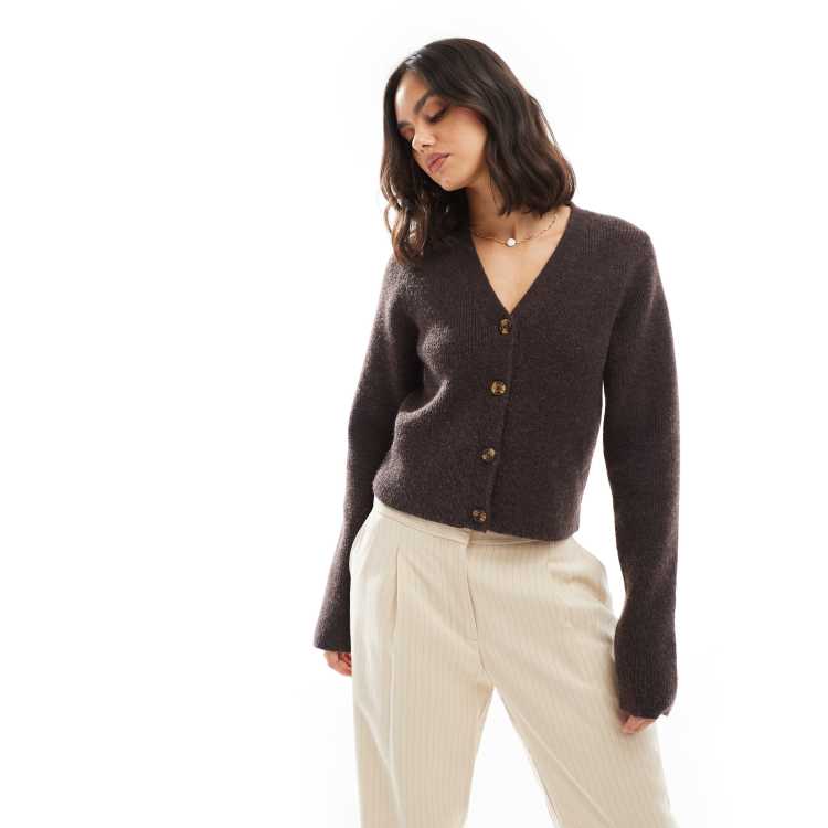 【THE MOZZ】Chocolate V Cardigan Setup Free Knit V-Neck Cardigan Pattern – Mary Maxim