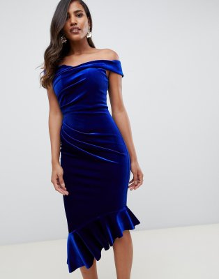 asos design structured velvet midi bodycon dress