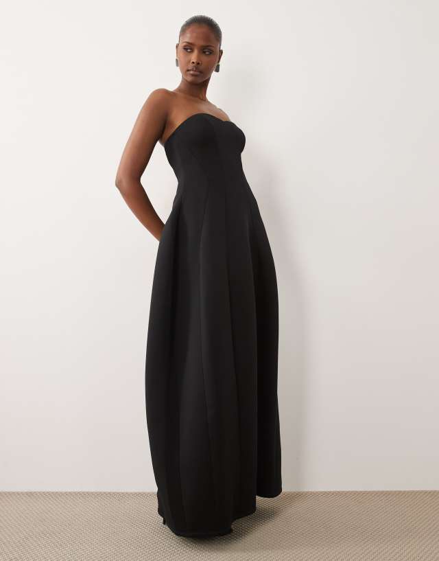 asos black strapless dress Design - Structured Volume Maxi - Women - Polyester/Spandex - 2 US style fabric