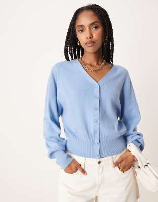 Asos Design Structured Waist Clean Cardigan In Blue