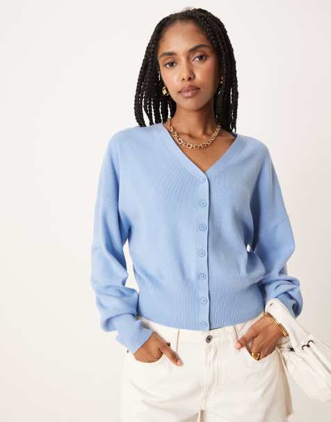 ASOS DESIGN structured waist clean cardigan in blue - view 1