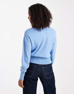Asos Design Structured Waist Clean Cardigan In Blue