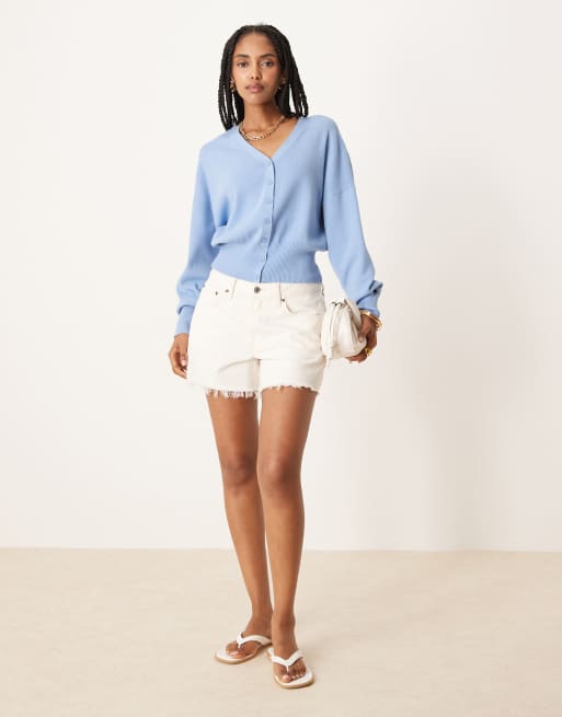 ASOS DESIGN structured waist clean cardigan in blue