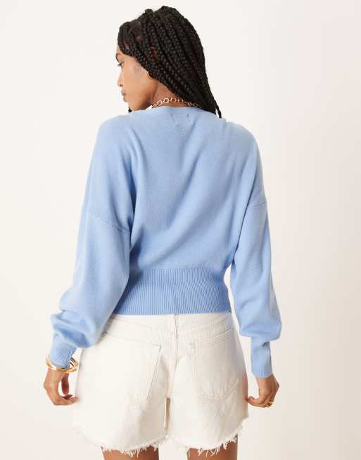 ASOS DESIGN structured waist clean cardigan in blue