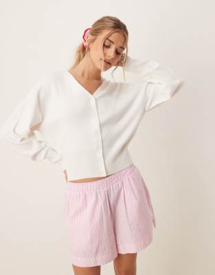 Asos Design Structured Waist Clean Cardigan In White