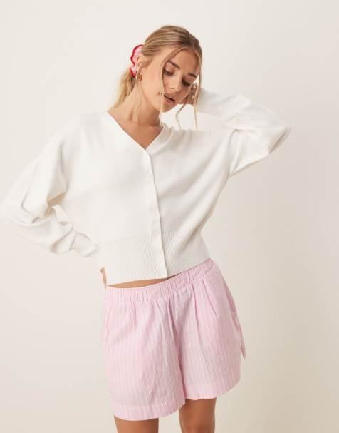ASOS DESIGN structured waist clean cardigan in cream - view 1