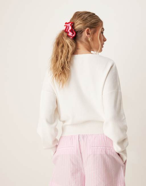 ASOS DESIGN structured waist clean cardigan in cream