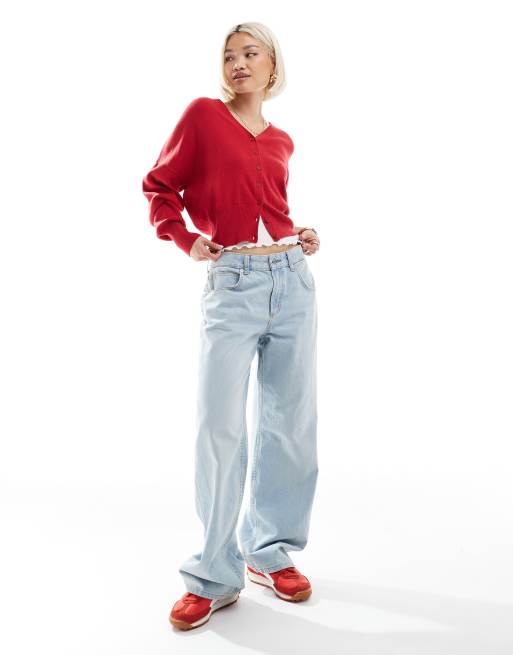 ASOS DESIGN structured waist clean cardigan in red