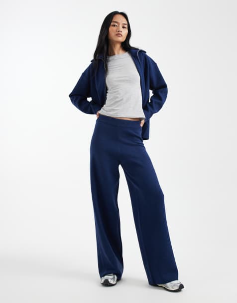 ASOS DESIGN structured wide leg trouser co-ord in navy