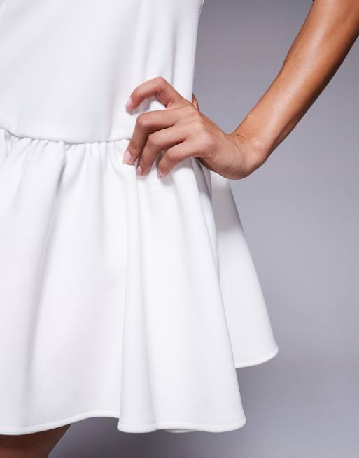 ASOS Design Structured Wire Plunge Neckline Mini Dress in White