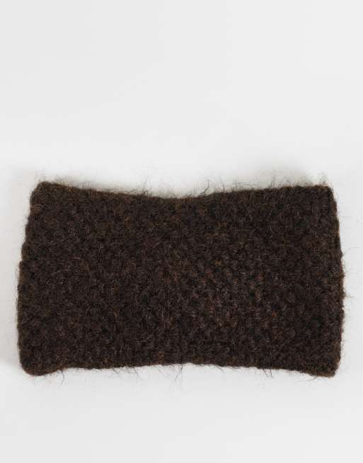 ASOS DESIGN strukturerat stickat hårband i chokladbrun, 2 av 3