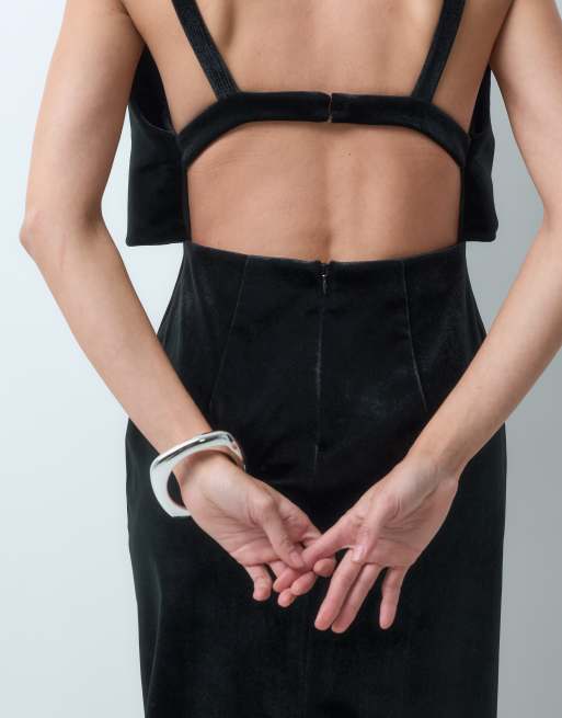 ASOS DESIGN struktureret maxi-cami-kjole i sort velour, 5 af 5