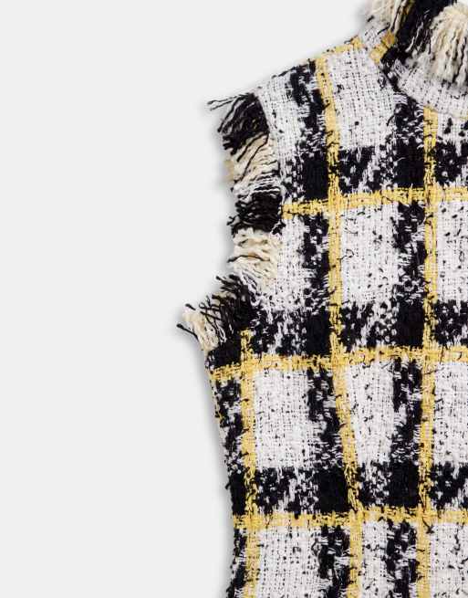 ASOS DESIGN struktureret tanktop i strik med frynser og ternet mønster, 7 af 7