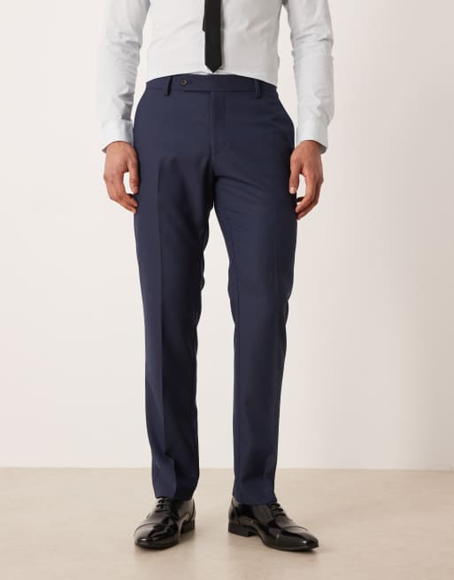 ASOS DESIGN – Strukturierte Anzughose in Marineblau mit schmalem Schnitt, 2 von 5