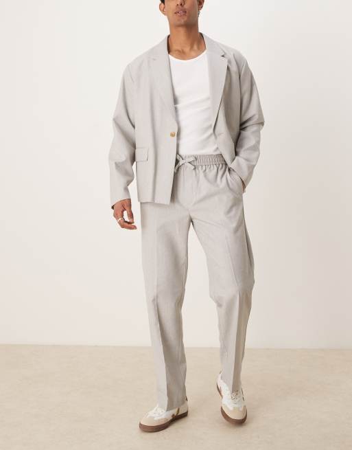 ASOS DESIGN – Strukturierte Anzughose zum Hineinschlüpfen in Grau mit Leinenanteil, 5 von 5