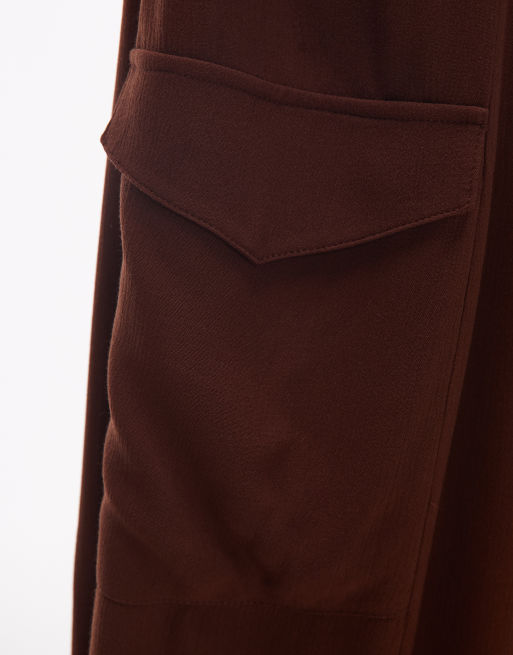 ASOS DESIGN – Strukturierte Ballonhose in Schokobraun mit Utility-Tasche, 5 von 5
