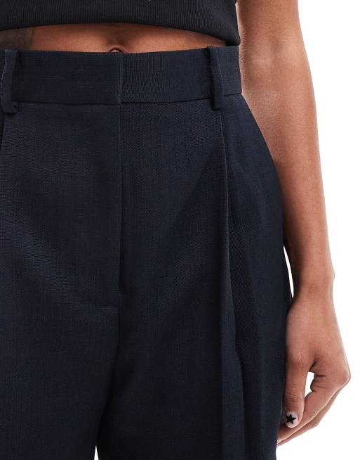 ASOS DESIGN – Strukturierte, elegante Shorts in Marineblau in A-Linie, 5 von 5