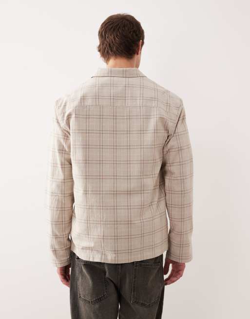 ASOS DESIGN – Strukturierte Hemdjacke in Beige kariert, 3 von 5