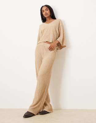 ASOS DESIGN - Strukturierte Hose in Steinbeige mit weitem Bein, Kombiteil-Neutral