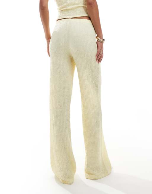 ASOS DESIGN – Strukturierte Hose in Zitronengelb mit weitem Schnitt und mittelhohem Bund, Kombiteil, 2 von 5