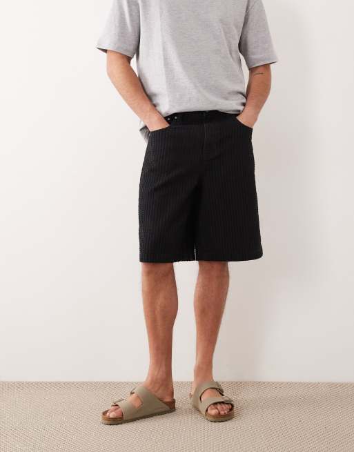 ASOS DESIGN – Strukturierte Loose-Fit-Jorts aus Denim in Schwarz, 2 von 5