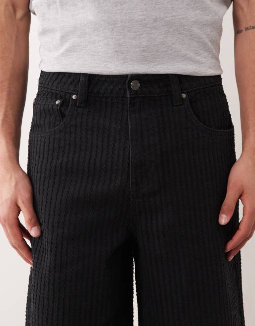 ASOS DESIGN – Strukturierte Loose-Fit-Jorts aus Denim in Schwarz, 5 von 5