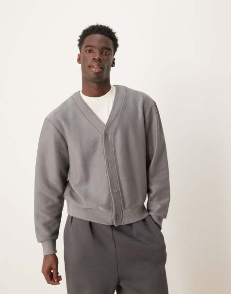 ASOS DESIGN – Strukturierte Oversize-Strickjacke in Anthrazit - view 1