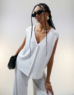ASOS DESIGN - Strukturierte Oversize-Strickweste in Steinbeige-Neutral