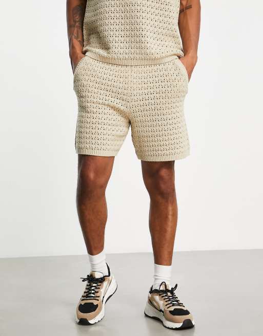 ASOS DESIGN – Strukturierte Shorts in neutralem Farbton, Kombiteil