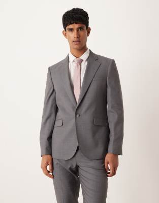 Strukturierte Slim-Fit-Anzugjacke in meliertem Hellgrau Grau 52 Regular