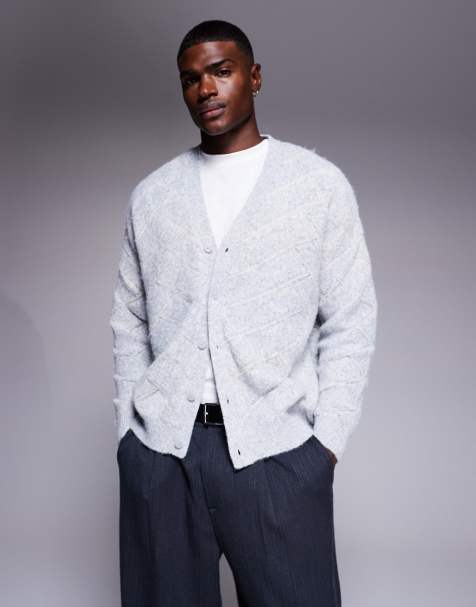 ASOS DESIGN – Strukturierte Super-Oversize-Strickjacke in Grau - view 1