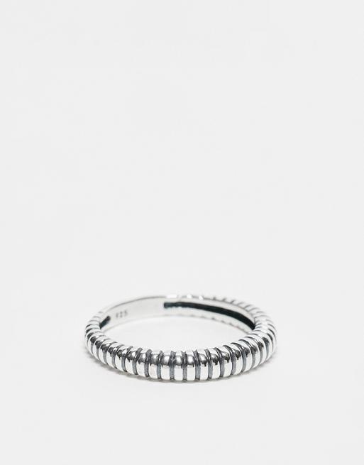 ASOS DESIGN – Strukturierter Bandring aus Sterlingsilber