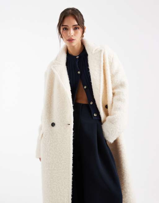 ASOS DESIGN – Strukturierter Dad-Mantel in Creme mit Oversize-Passform und hohem Wollanteil, 3 von 4