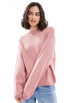 ASOS DESIGN - Strukturierter Strickpullover in Altrosa